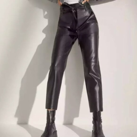 Aritzia Wilfred High Tied Faux Leather Pants - Picture 3 of 11